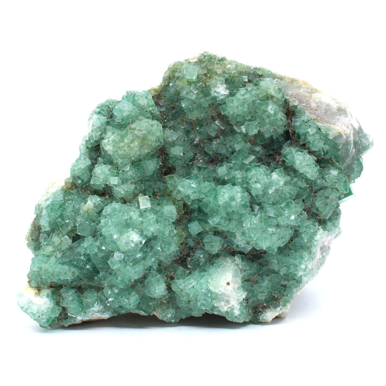 Fluorite brute verte en cristaux sur gangue