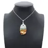 Pendentif ovale jaspe imprimé - 0