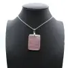 Pendentif rectangle en quartz rose - 0
