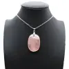 Pendentif ovale en quartz rose - 0