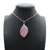 Pendentif feuille en quartz rose - 0