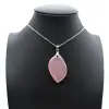 Pendentif feuille en quartz rose - 1