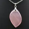 Pendentif feuille en quartz rose - 2