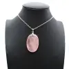 Pendentif ovale en quartz rose - 0