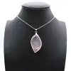 Pendentif feuille en quartz rose - 0