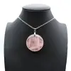 Pendentif rond en quartz rose - 0