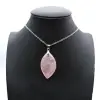 Pendentif feuille en quartz rose - 0