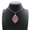 Pendentif feuille en quartz rose - 0