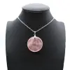 Pendentif rond en quartz rose - 0