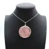 Pendentif rond en quartz rose - 0