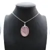 Pendentif ovale en quartz rose - 0