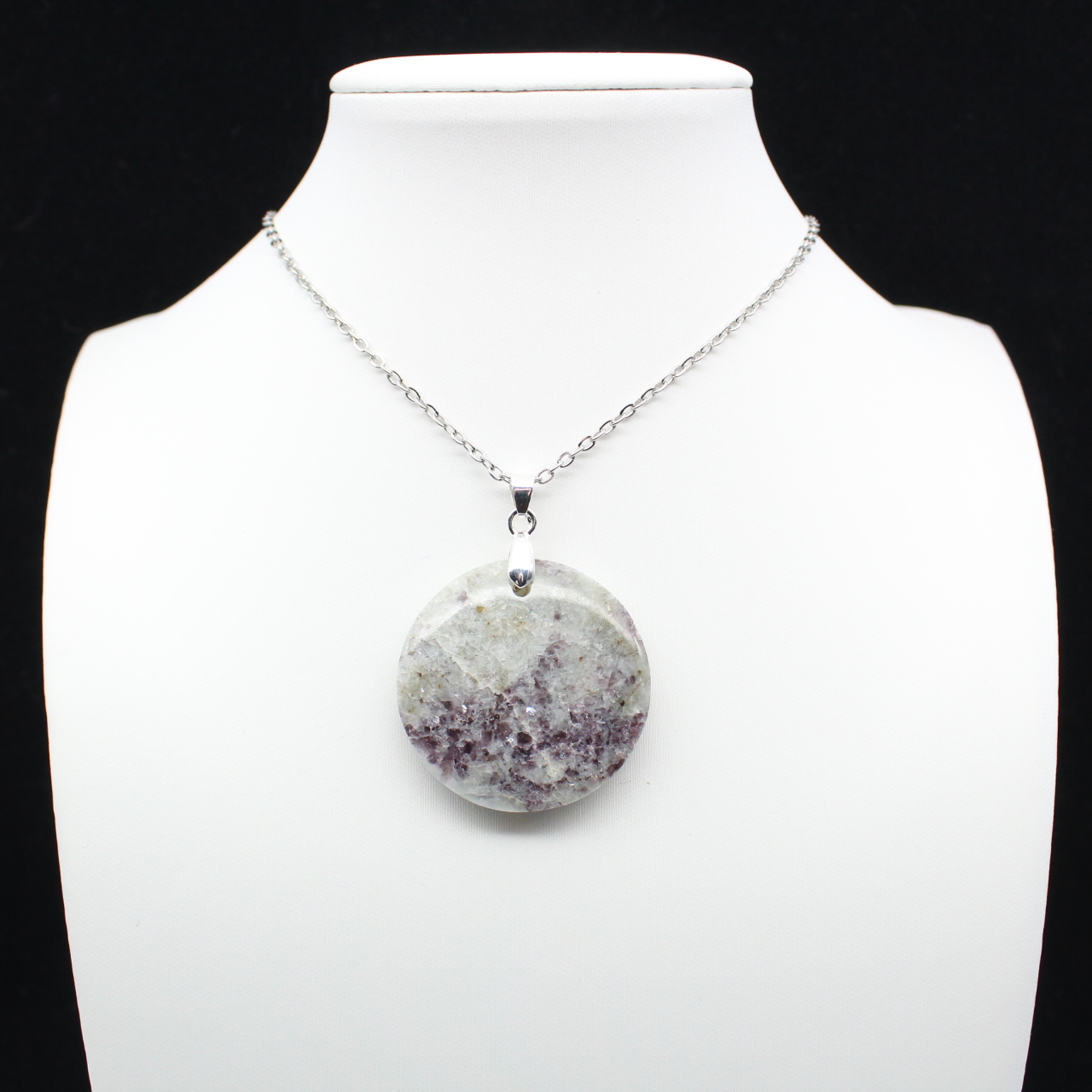 Pendentif Rond en Lépidolite