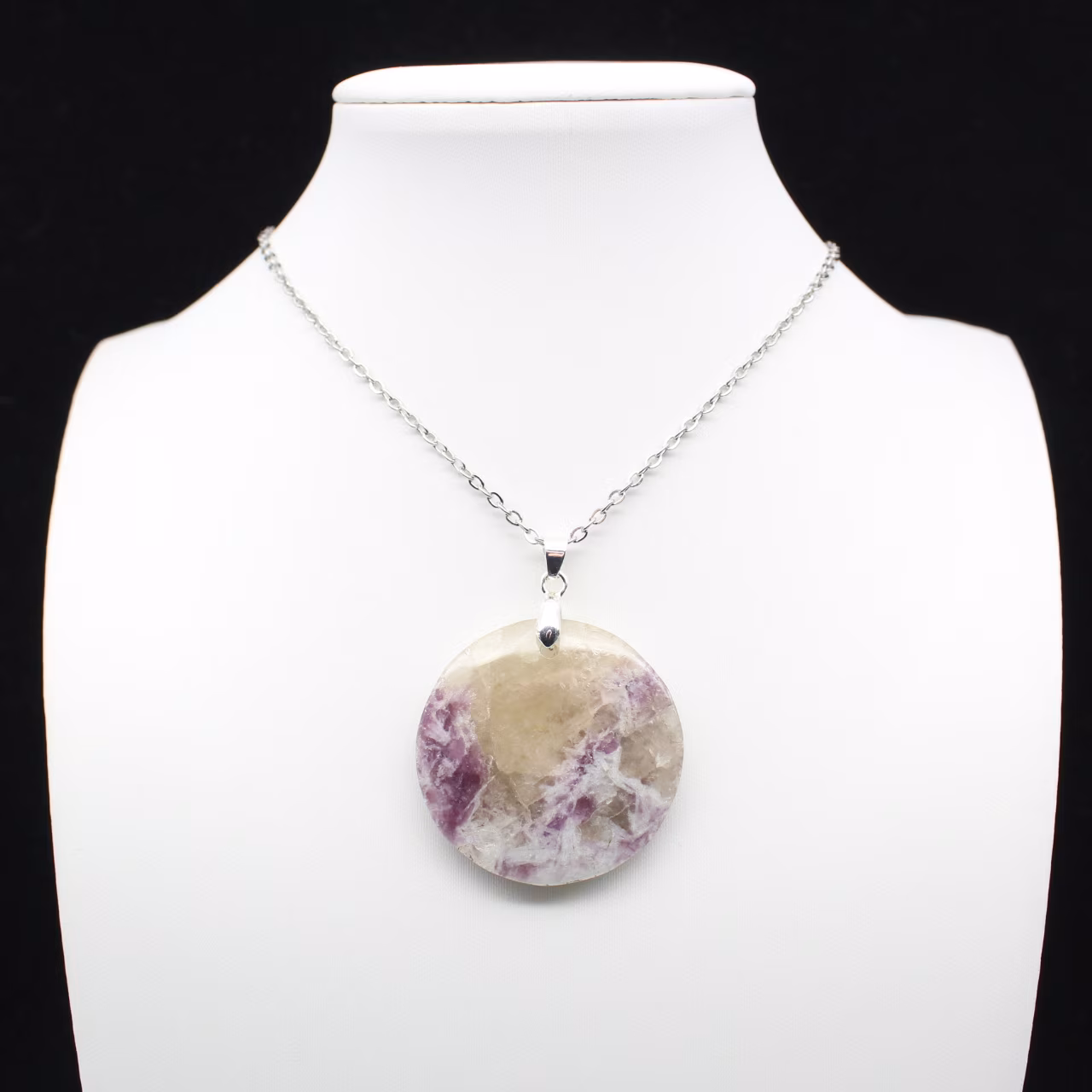 Pendentif Rond en Lépidolite