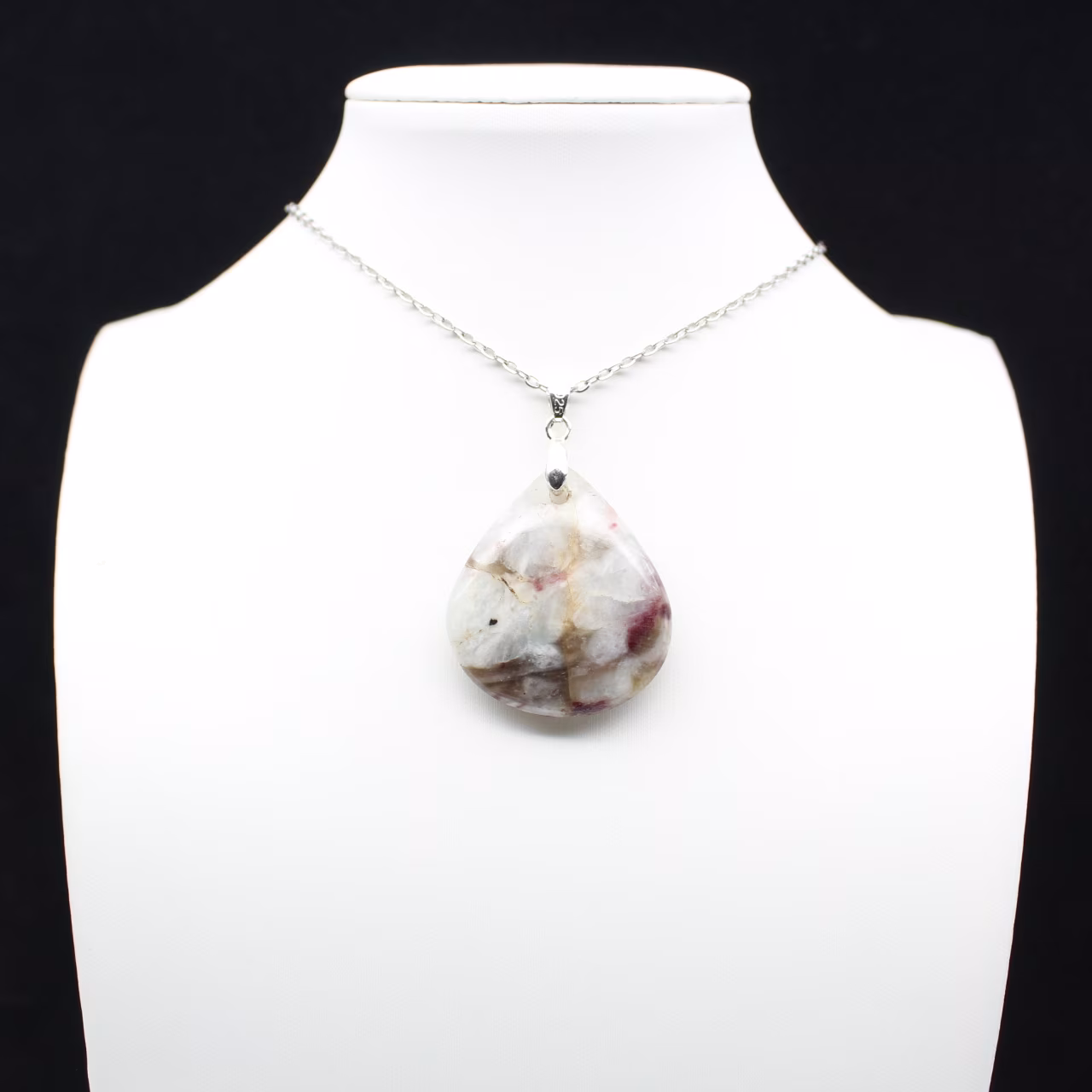 Pendentif goutte à inclusion de Tourmaline rose