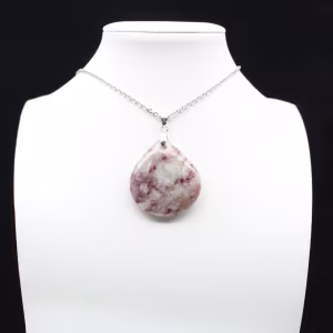 Pendentif goutte à inclusion de Tourmaline rose