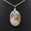Pendentif ovale en agate fleur - 2