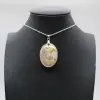 Pendentif ovale en agate fleur - 0