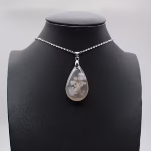 Pendentif goutte en agate fleur