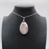 Pendentif ovale en agate fleur - 0