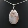 Pendentif ovale en agate fleur - 1