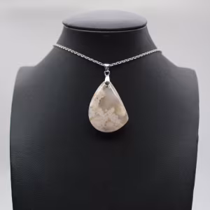 Pendentif goutte en agate fleur