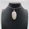 Pendentif ovale en agate fleur - 0