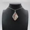 Pendentif losange en agate fleur - 0