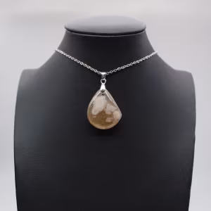 Pendentif goutte en agate fleur