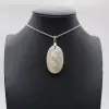 Pendentif ovale en agate fleur - 0
