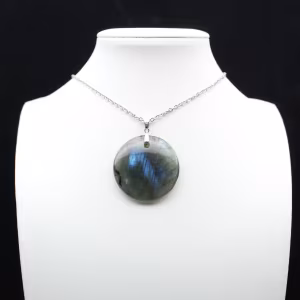 Pendentif rond en labradorite