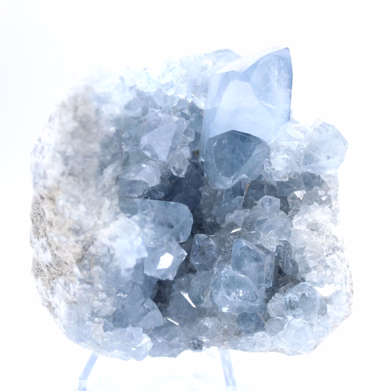 Spécimen de célestite bleue avec cristaux brillants
