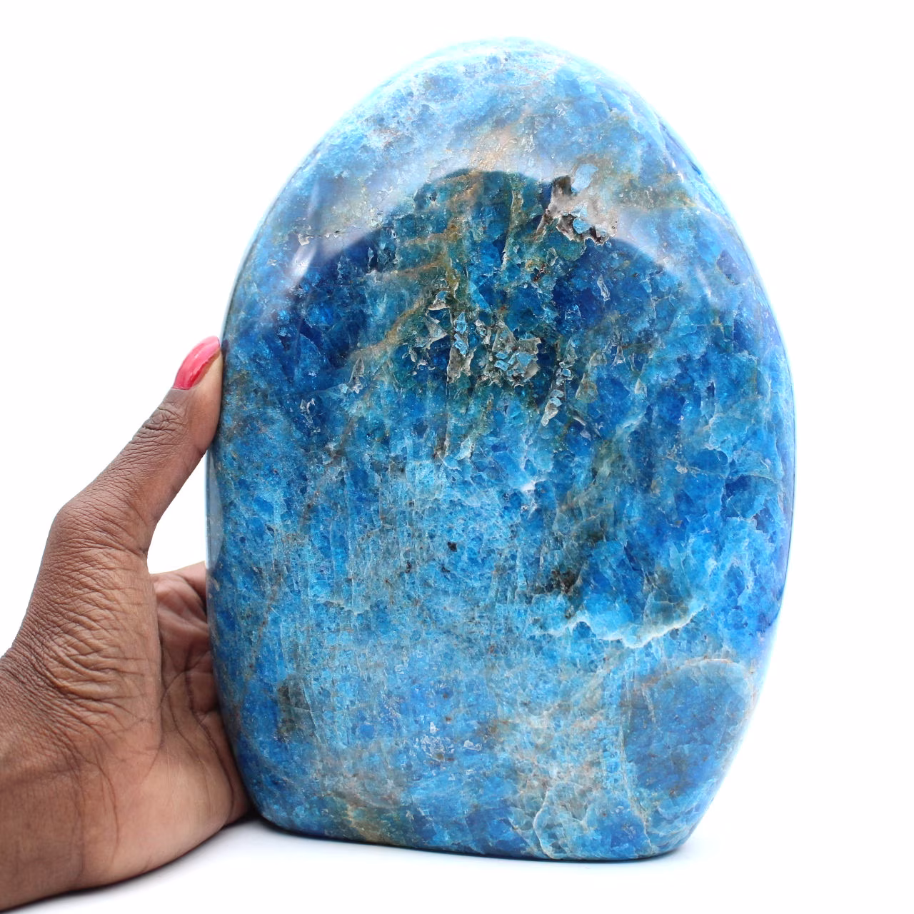 Apatite polie géante, pierre d'ornement de prestige, Madagascar