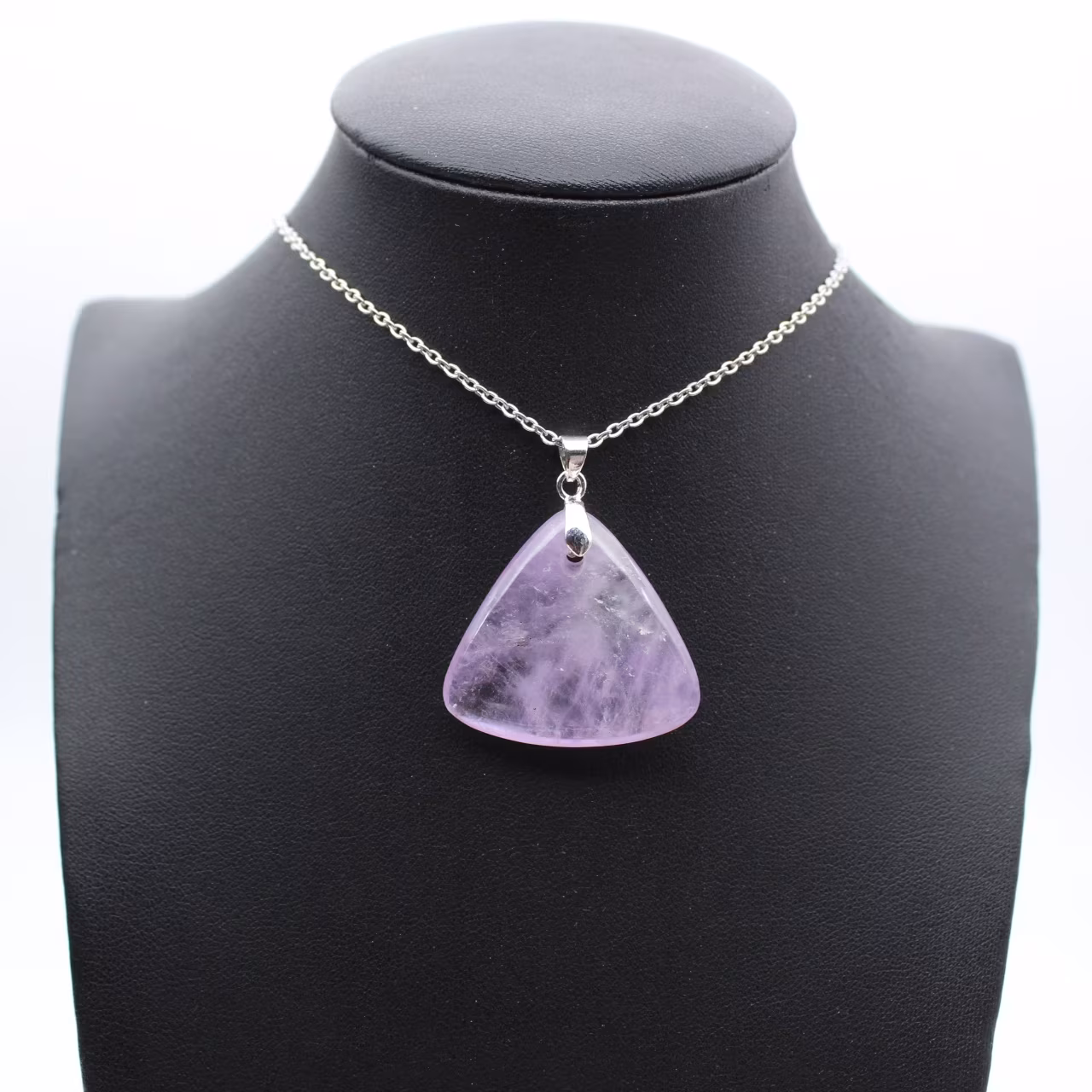 Pendentif En Améthyste Avec Croix – Pierre Ovale Violette, Métal Laiton, Occasion