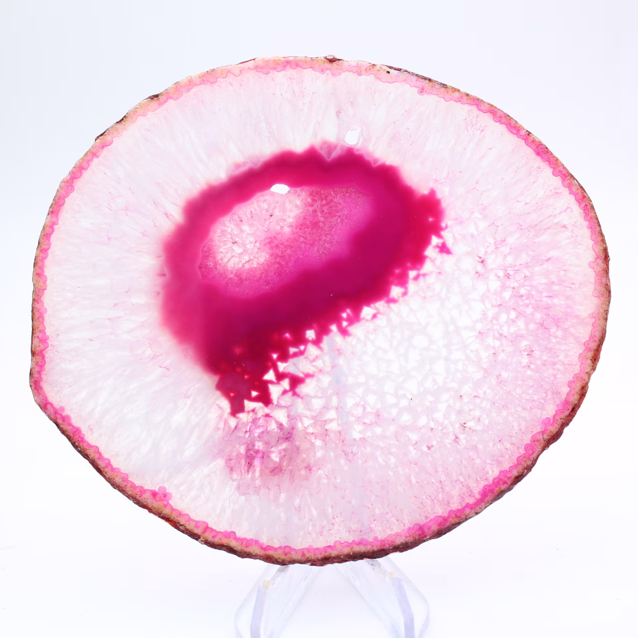 Tranche d’agate teinté rose décorative
