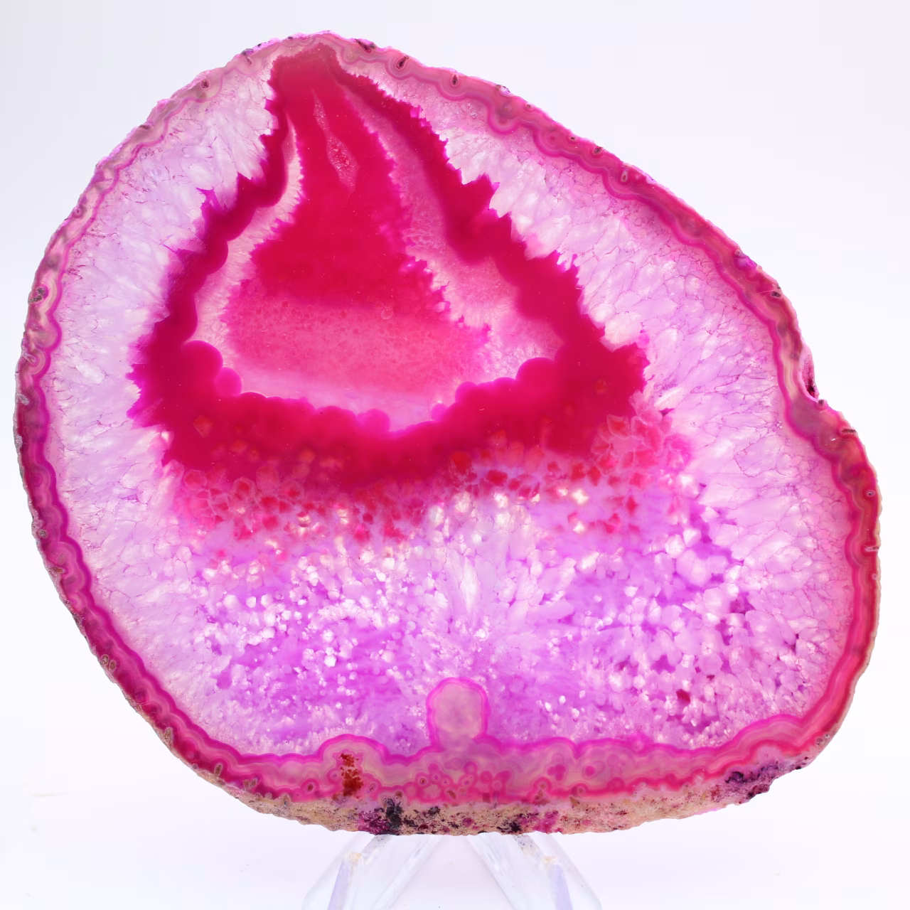 Tranche polie d’agate teinté rose