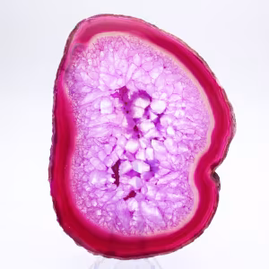 Agate polie en tranche teinté rose