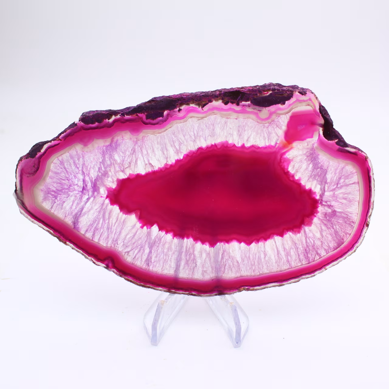 Tranche fine d’agate teinté rose
