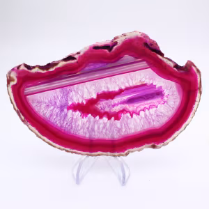 Agate polie teinté rose décorative