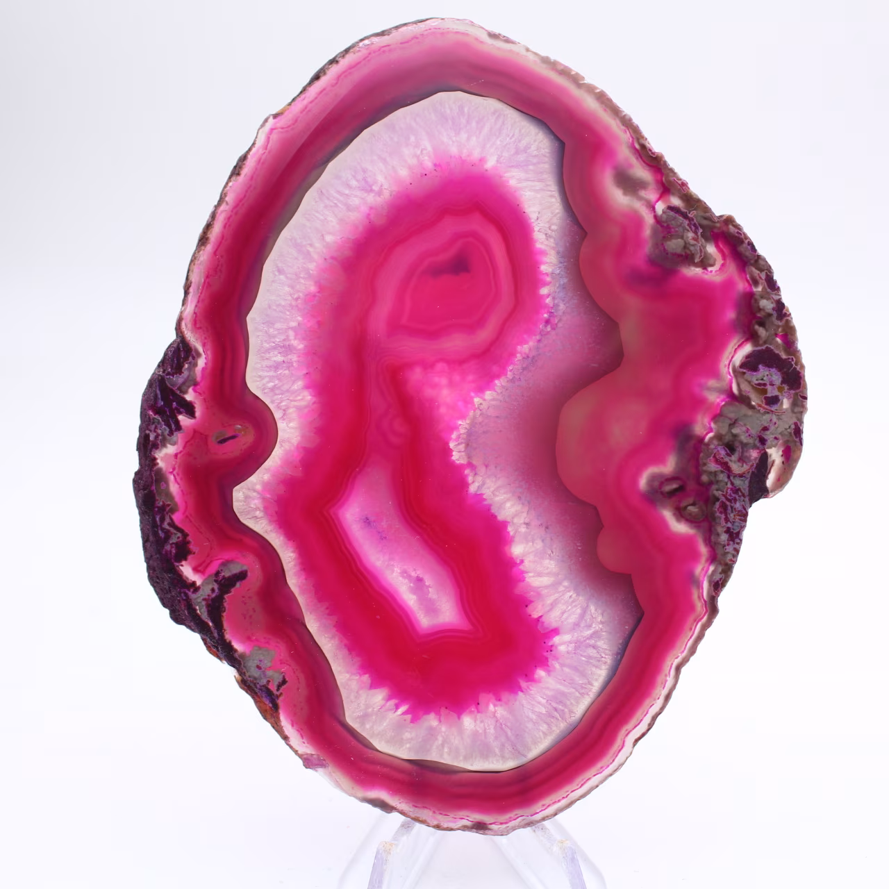 Tranche d’agate naturelle teinté rose