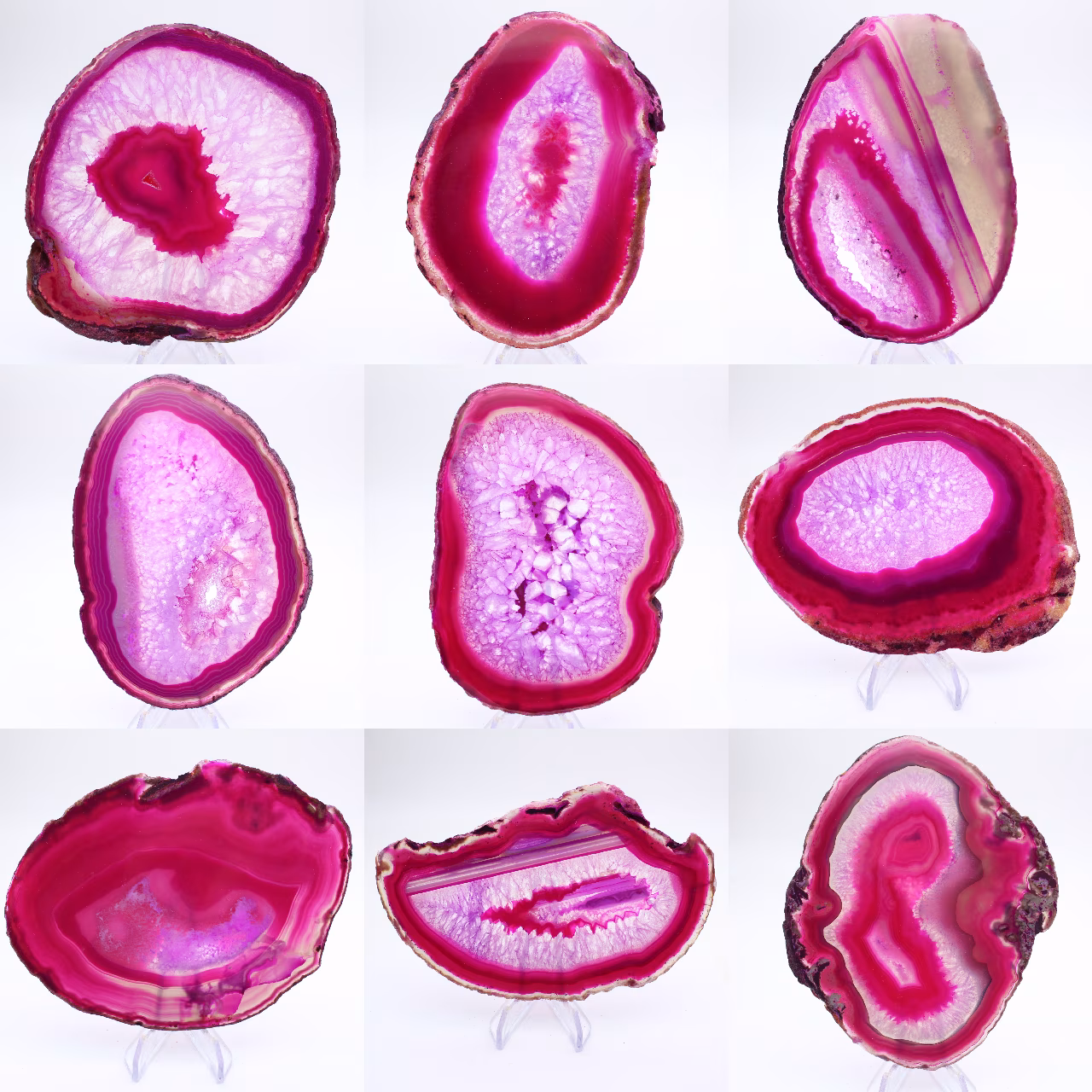 Tranche polie d’agate rose teinté