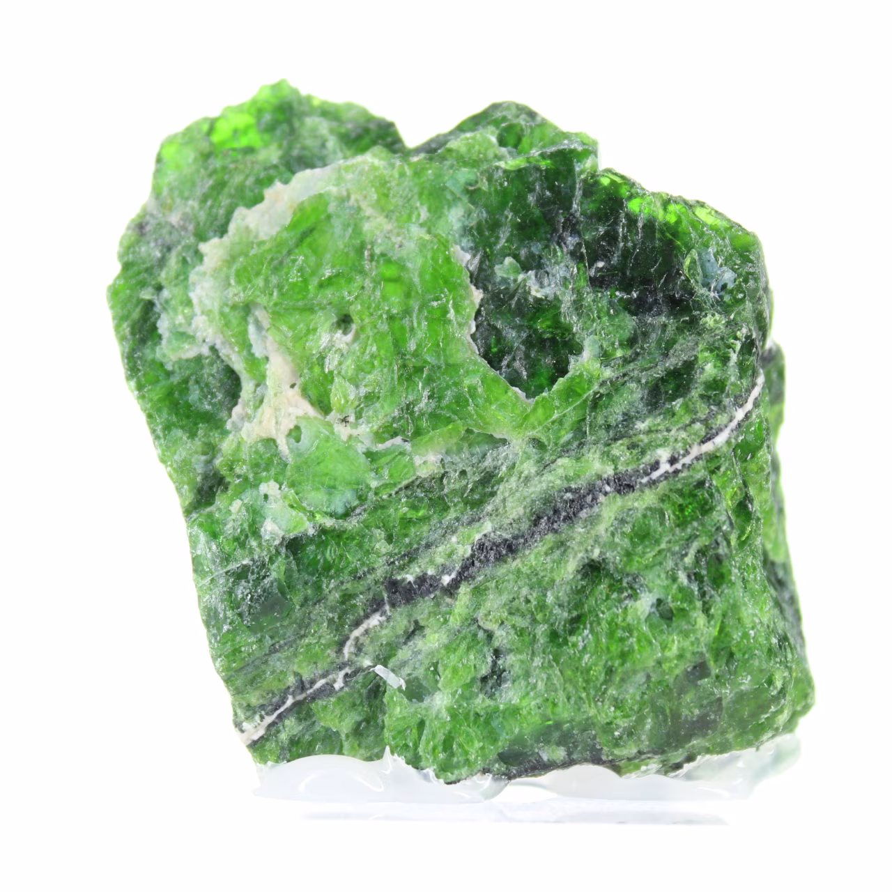 Chromediopside naturel brut, spécimen vert de Finlande 80 g