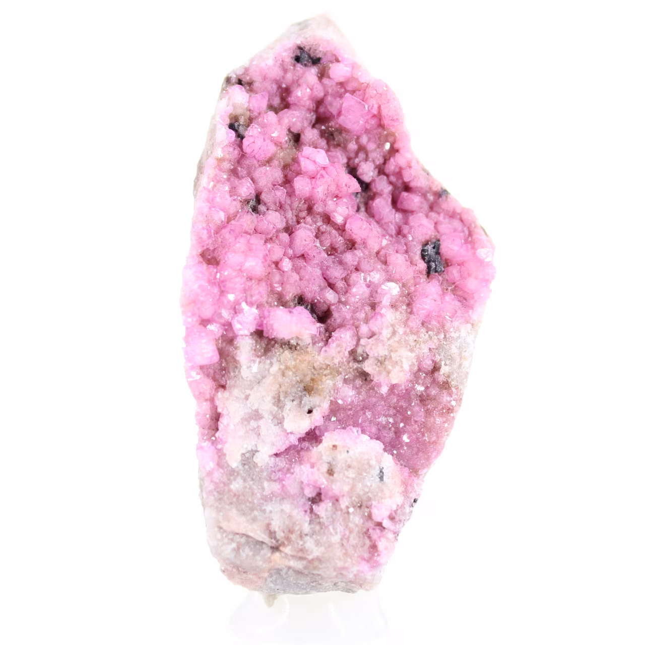 Cobaltocalcite congolaise, cristaux et gangue sur socle