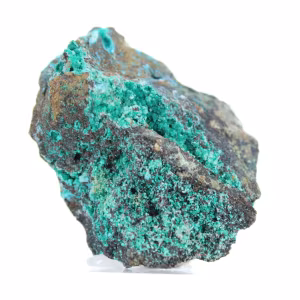 Brochantite du Chili : Minéral Brut sur Gangue et Socle