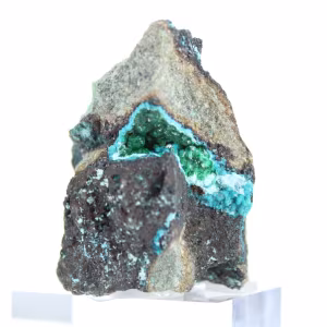 Brochantite Naturelle du Chili montée sur Socle Présentoir