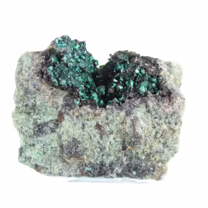 Brochantite Verte Brute du Chili sur Socle de Présentation