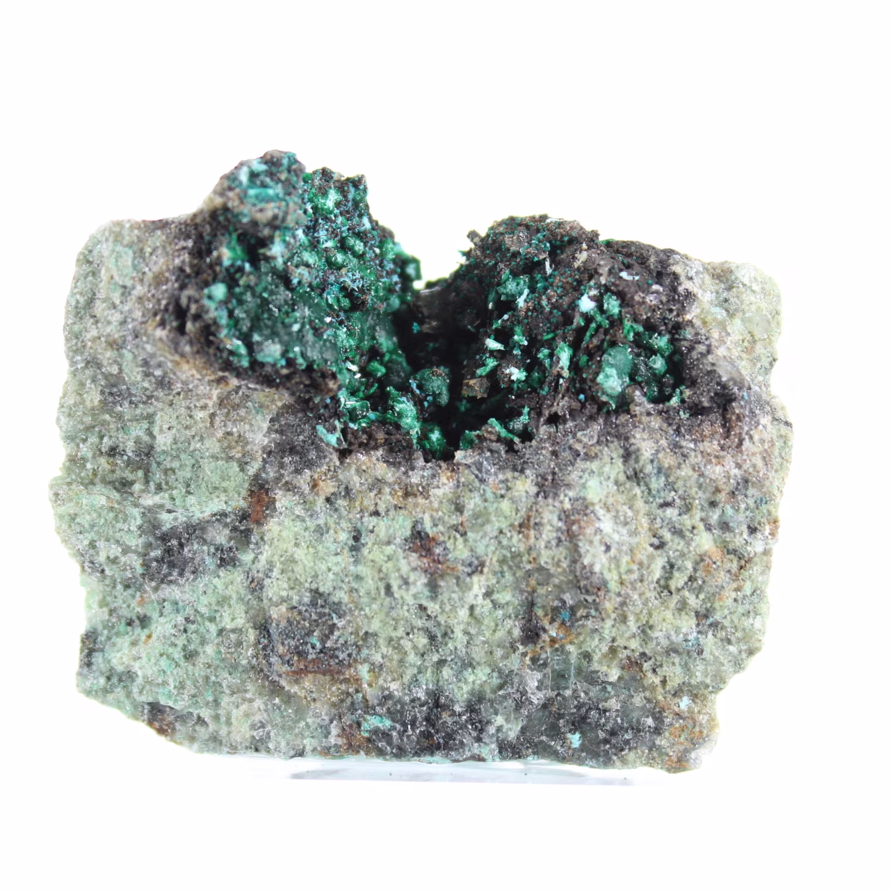 Brochantite Verte Brute du Chili sur Socle de Présentation