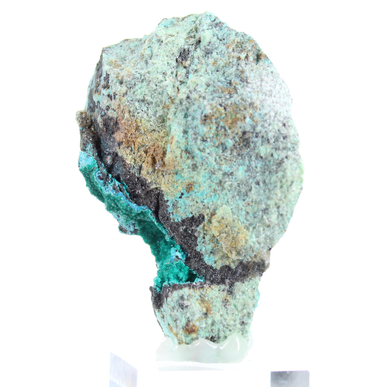Brochantite Brute Verte du Chili montée sur Socle