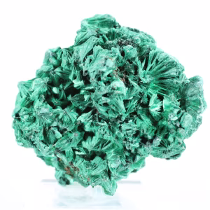 Malachite aciculaire du Congo, pierre naturelle décorative sur socle