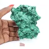 Malachite fibreuse au profil plat de RDC, minéral décoratif sur socle - 7