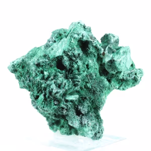 Malachite naturelle à texture fibreuse du Congo, pièce sur socle